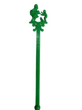 Howard Johnsons Swizzle Stir Stick Green Plastic Drink Accessory Souvenir